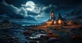 Moonlit Medieval Church Timeless Architecture in the Night