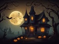 Moonlit Menace: Halloween Night with Creepy House