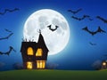 Moonlit Menace: Halloween Night with Creepy House