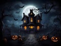 Moonlit Menace: Halloween Night with Creepy House