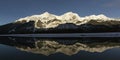 Moonlit mountains at Spray Lakes Reservoir