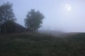 Moonlit night in the deserted village