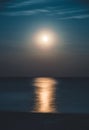 Moonlit night over the sea. Full moon and lunar path Royalty Free Stock Photo