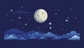 Moonlit Night Sky with Clouds. Serene Celestial Landscape, vector design Generative AI Royalty Free Stock Photo
