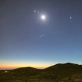 1260 Moonlit Night Sky: A serene and mesmerizing background featuring a moonlit night sky with stars, a crescent moon, and a dee