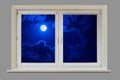 moonlit night view from the window Royalty Free Stock Photo