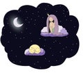 Moonlit princess with cat Royalty Free Stock Photo