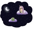 Moonlit princess with frog Royalty Free Stock Photo