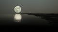Moonlit Reflections: A Surreal Solar Eclipse In Water Royalty Free Stock Photo