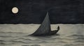 Moonlit Sailboat: A Captivating Painting By Edward Gorey