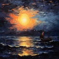 Moonlit Sailboat: A Romantic Oil Painting By Oleg Shuplyak