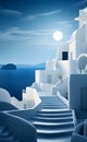 Moonlit Santorini: Serene Image of Santorini Bathed in Moonlight