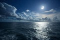 Moonlit sea at night Royalty Free Stock Photo
