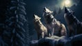 Moonlit Serenade: Wolves\' Melody Beneath the Full Moon