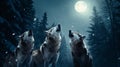 Moonlit Serenade: Wolves\' Melody Beneath the Full Moon