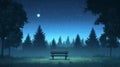 Moonlit serenity park bench at night under full moon peaceful Royalty Free Stock Photo