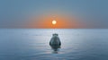 Moonlit Serenity: A Romantic Polar Bear Walking On The Ocean Royalty Free Stock Photo