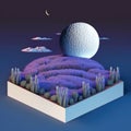 moonlit sky over a field of lavender, isometric low poly view AI generation