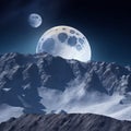 Moonlit Splendor: 3D Rendered Illustration of the Moon Over