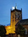 Moonlit St Mary`s Church Whitkirk Leeds Yorkshire UK