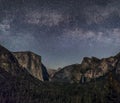 Moonlit Valley of Yosemite - California Royalty Free Stock Photo