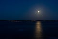 Moonlit Walkway. Reflection of the moon on the water