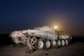 Moonrise Abandoned Tank Royalty Free Stock Photo