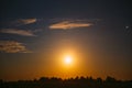 Moonrise Above Summer Forest park. Night Countryside Summer Starry Night Sky landscape