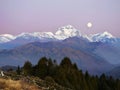 Moonrise Dhaulagiri-Annapurna Himalayas Mountains Royalty Free Stock Photo