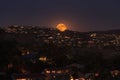 Moonrise of a full moon over the coastline of Laguna Beach Royalty Free Stock Photo