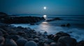 Moonrise Majesty over Coastal Shoreline