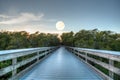 Moonrise over the Boardwalk leading to Pass Royalty Free Stock Photo