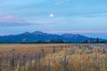 Moonrise over Canterbury Hills and farmland, New Zealand Royalty Free Stock Photo