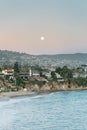 Moonrise over Crescent Bay in Laguna Beach, Orange County, California Royalty Free Stock Photo