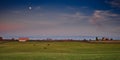 Moonrise Over Horse Farm Royalty Free Stock Photo