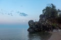 Moonrise over lake Baikal Royalty Free Stock Photo