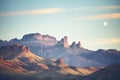 moonrise over a mountain range at twilight Royalty Free Stock Photo