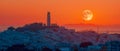 Moonrise Over Telegraph Hill at Dusk. Concept San Francisco Landscapes, Photography, Twilight Royalty Free Stock Photo