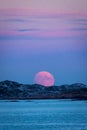Moonrise at Skandinavian winter red moon Royalty Free Stock Photo