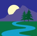 Moonrise with Stream Royalty Free Stock Photo