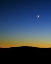 Moonrise and sunset over Beagle Point, Upper Buffalo Wilderness Area, Ozark National Forest, Arkansas Royalty Free Stock Photo