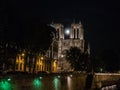 Moonrise between the towers of Notre Dame, Paris Royalty Free Stock Photo