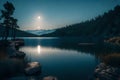 Moonrise 0ver the lake Royalty Free Stock Photo