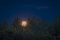 Moonrise view near Nemci village in Ceske Stredohori mountains Royalty Free Stock Photo