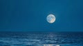 The moons radiance unfurled upon the calmness of the ocean creating a sense of serenity and harmony in the night. .