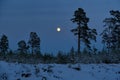 Moonset and stars observingn in Latvia