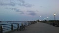 Moonset during Sunrise in Purple Sky.