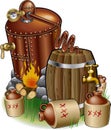 Moonshine cobber still and distillery equipment Royalty Free Stock Photo