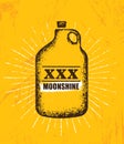 Moonshine Jug Pure Original Corn Spirit Creative Artisan Illustration. Raw Homemade Alcohol Creative Sign