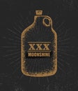 Moonshine Jug Pure Original Corn Spirit Creative Artisan Illustration. Raw Homemade Alcohol Creative Sign